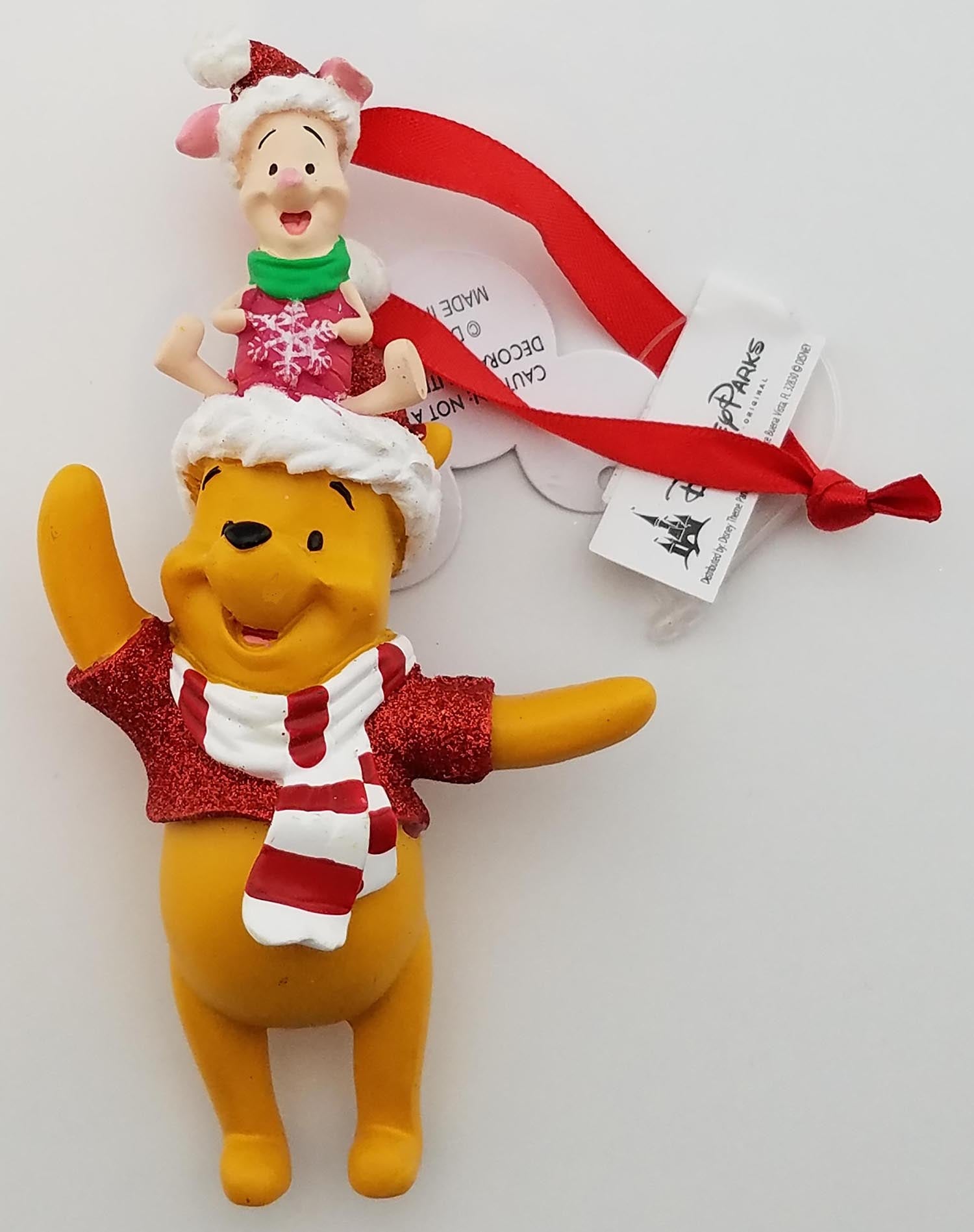 Disney Parks Ornament - Winnie the Pooh and Piglet - Santa Hats