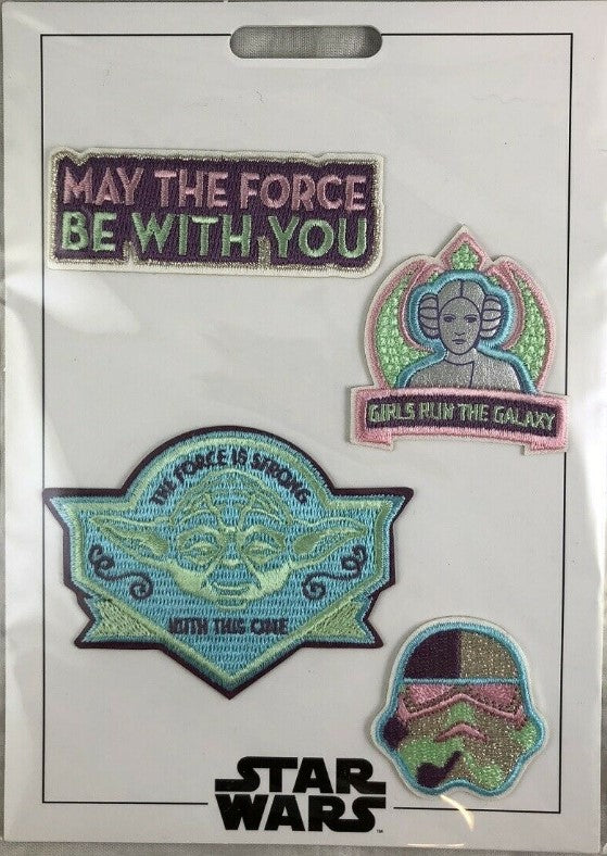 Disney Parks - PatcheD - Star Wars - Light Side Set - May the Force be with You - Girls Run the Galaxy - 4pc - Leia, Yoda, Stormtrooper - Patch